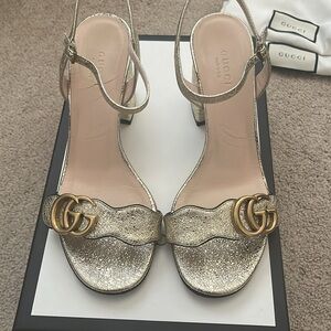 Gucci Marmont gold city sandal- 75mm